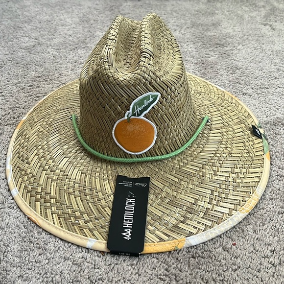 NWT Hemlock Orange Citrus Sunshine Straw Sun Hat - Picture 2 of 2